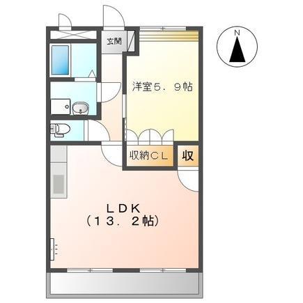 ファミリエ弐番館(1LDK/2階)の間取り写真