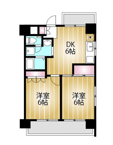 サンハイツ千葉(2DK/7階)の間取り写真