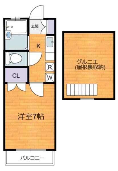 アベニール百合丘(1K/2階)の間取り写真
