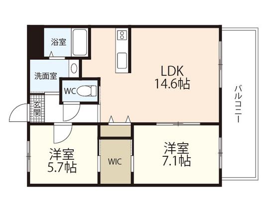 アメニティ御薗宇参番館(2LDK/1階)の間取り写真