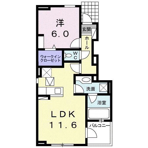 ヴァンヴェール(1LDK/1階)の間取り写真
