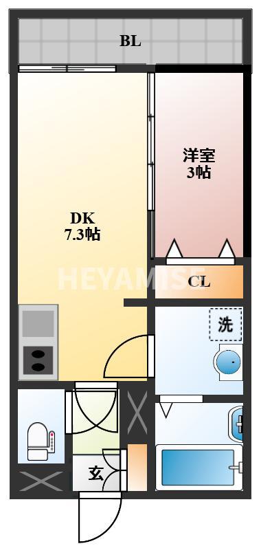 トレス天満D(1DK/1階)の間取り写真