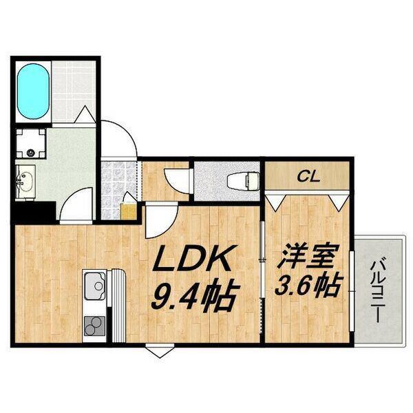 LECOCON四日市III(1LDK/1階)の間取り写真