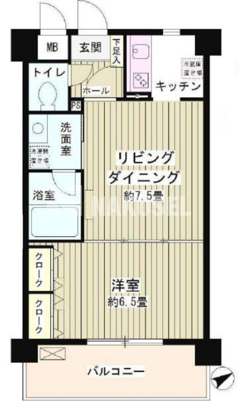 ルミエール祐天寺(1LDK/4階)の間取り写真