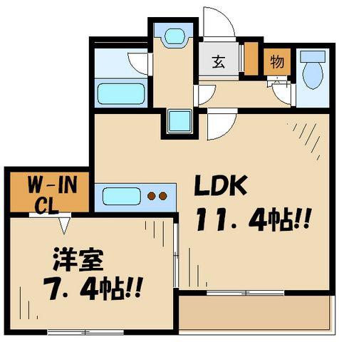 ディクオーレ仙川(1LDK/5階)の間取り写真