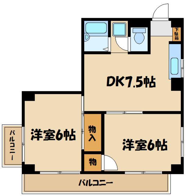 ムツミハイム(2DK/1階)の間取り写真