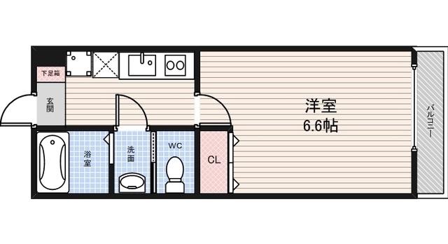 CASA七道(1K/2階)の間取り写真