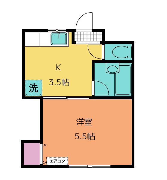 山光コーポ第2(1K/2階)の間取り写真
