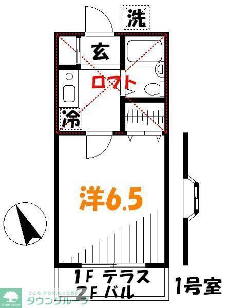 ファーム・ヒル(1K/1階)の間取り写真