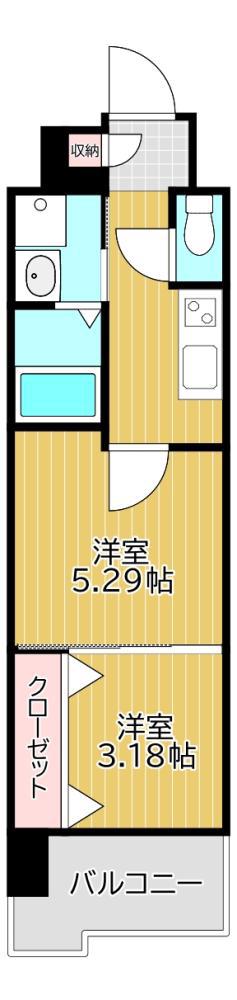 ギャラン鷹の巣(2K/3階)の間取り写真
