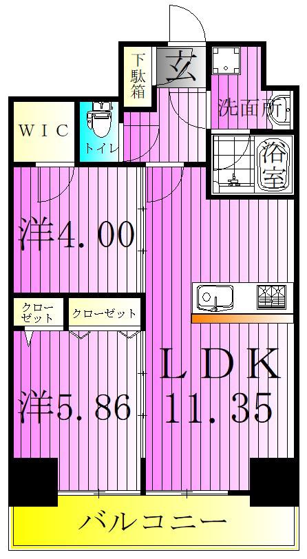 S-RESIDENCE綾瀬RIVIE(2LDK/12階)の間取り写真