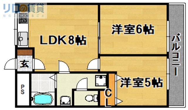 第1高光マンション(2LDK/5階)の間取り写真