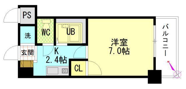 フォルム牛田新町(1K/6階)の間取り写真