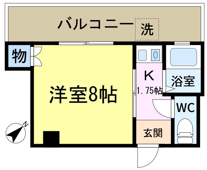 あたらしやマンション(1K/6階)の間取り写真