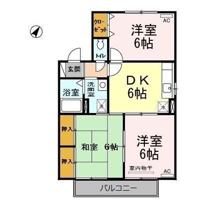 アネックスB(3DK/1階)の間取り写真