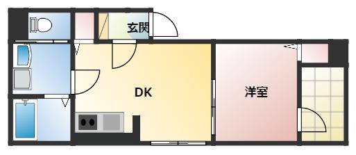 CUBE(1DK/2階)の間取り写真