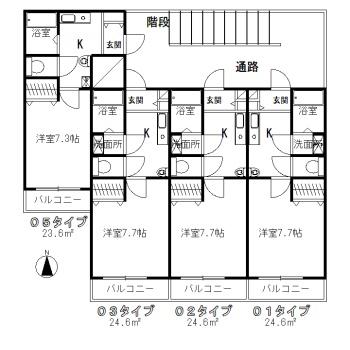 ソレアード(1K/2階)の間取り写真