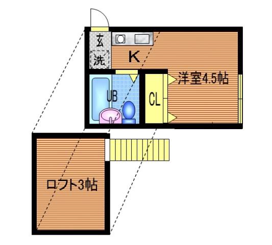 サンパレス(ワンルーム/2階)の間取り写真