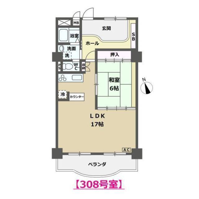 エーデルハイム高岡町(1LDK/3階)の間取り写真