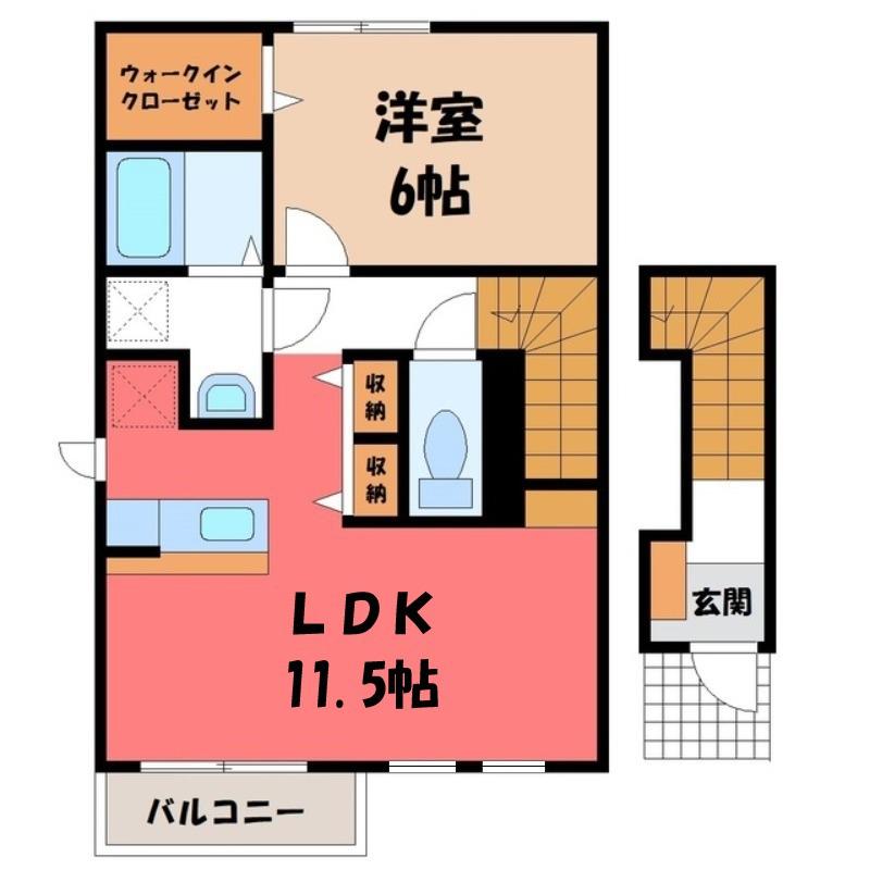 フェリーチェ B(1LDK/2階)の間取り写真