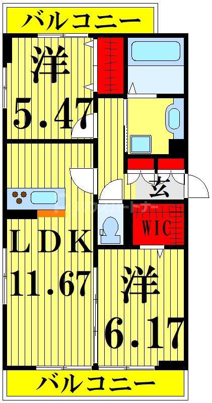 グレイスコート(2LDK/3階)の間取り写真