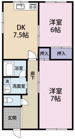 相生グリーンハイツ(2DK/1階)の間取り写真