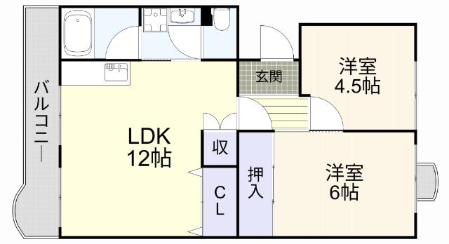 メゾン藤本(2LDK/1階)の間取り写真