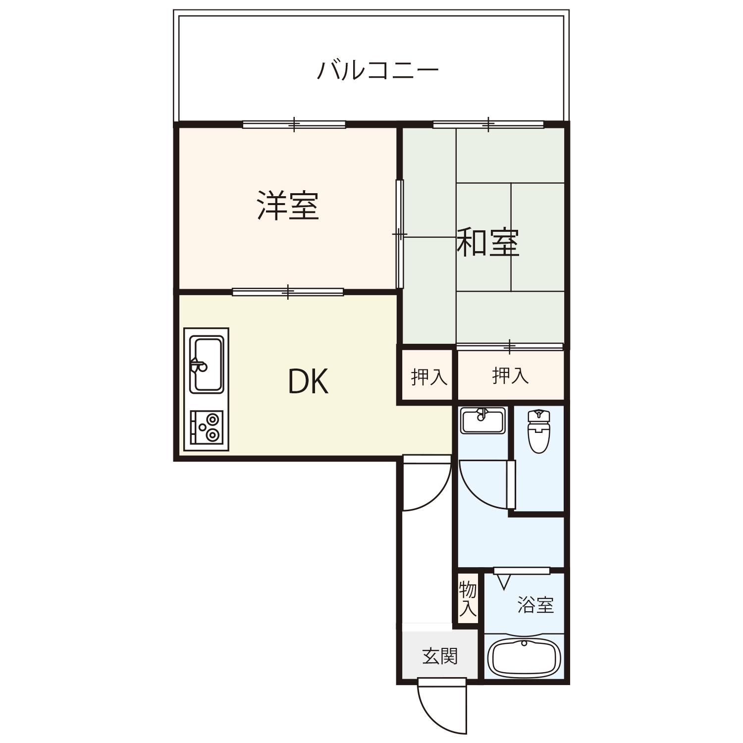 ポルテ新涯(2DK/2階)の間取り写真