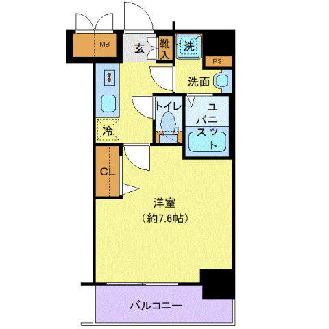 プレサンス新宿中落合メーディオ(1K/4階)の間取り写真