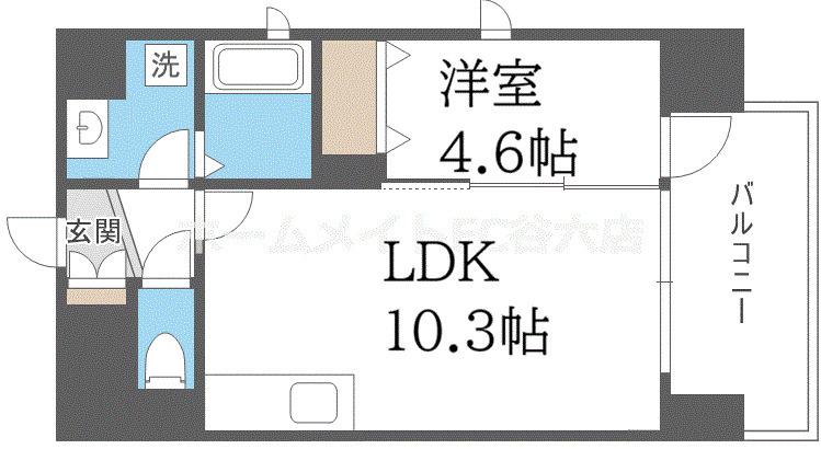 ALZA KITAHORIE(1LDK/6階)の間取り写真