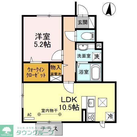 フィーユ リッコ(1LDK/1階)の間取り写真