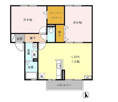 HIGH AVENUE A(2LDK/2階)の間取り写真