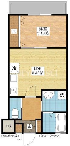 ボナール協和(1LDK/1階)の間取り写真