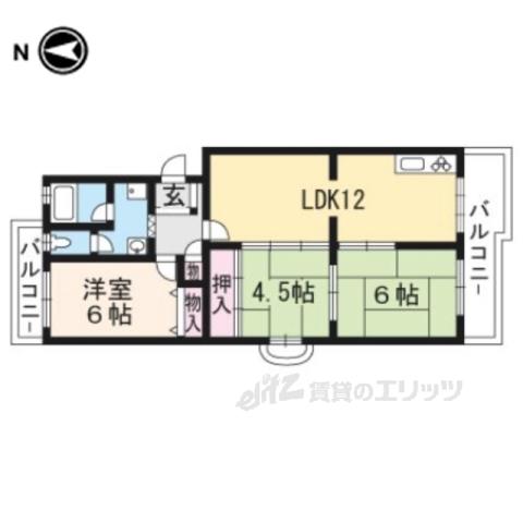 セレッソ甲西B号館(3LDK/3階)の間取り写真