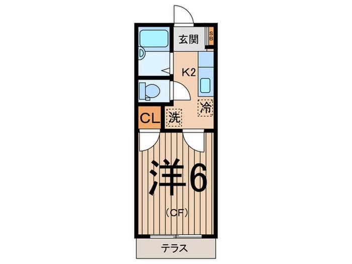 フラットAN(1K/1階)の間取り写真