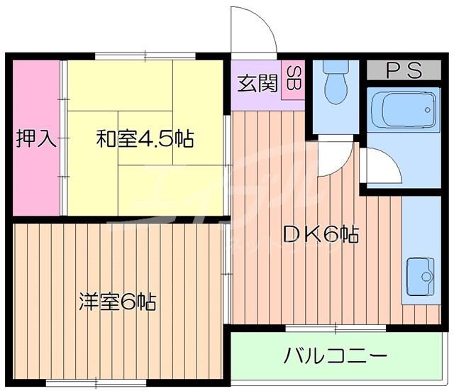 藤ハイツ(2DK/3階)の間取り写真