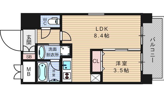 ラブニール西長堀パークフロント(1LDK/10階)の間取り写真