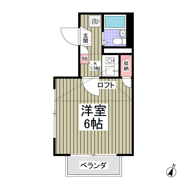 南林間第22(1K/2階)の間取り写真