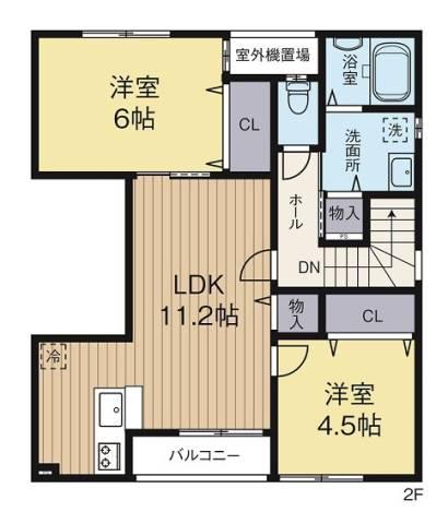 HALE OHANA B棟(2LDK/2階)の間取り写真