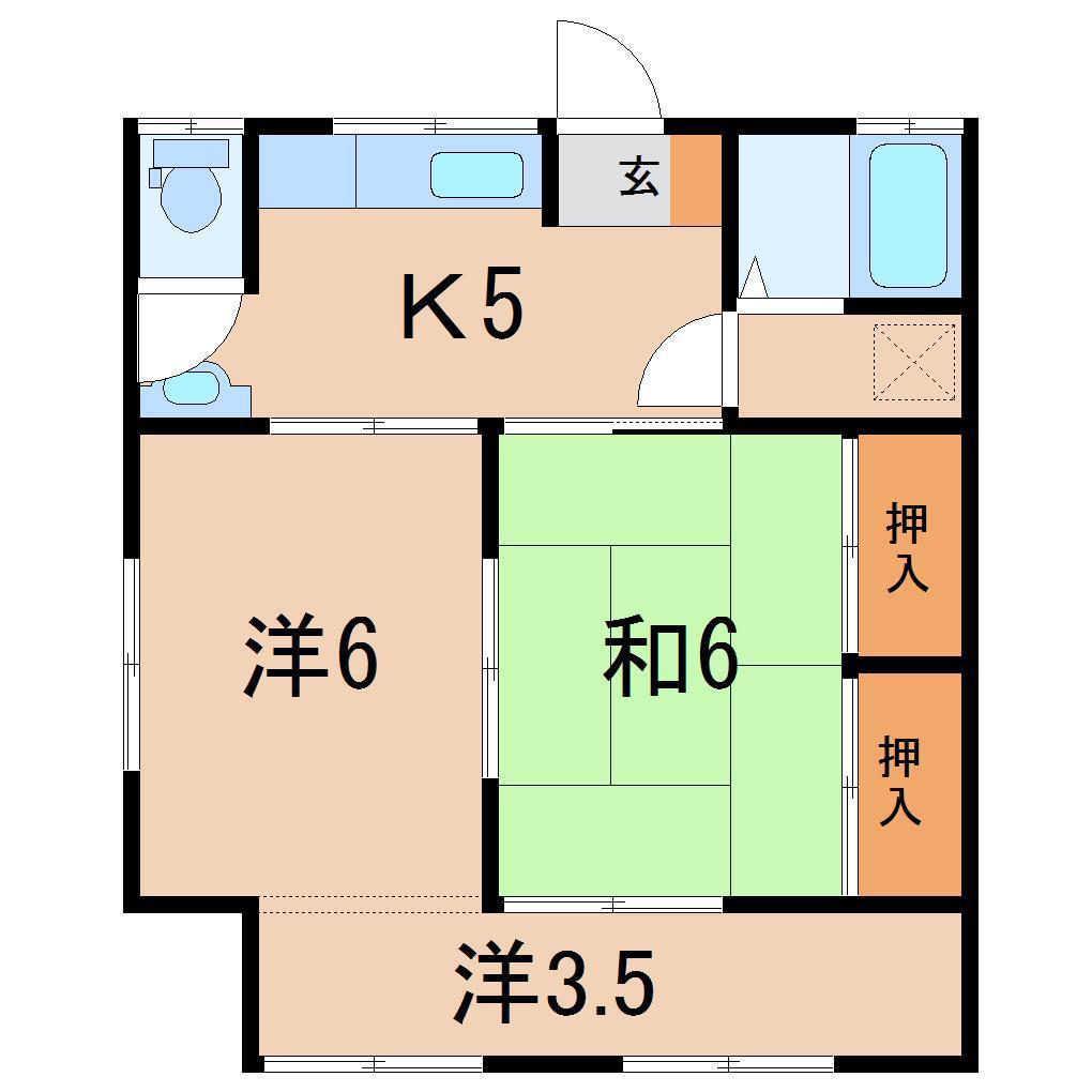 遊佐アパート(3K/1階)の間取り写真