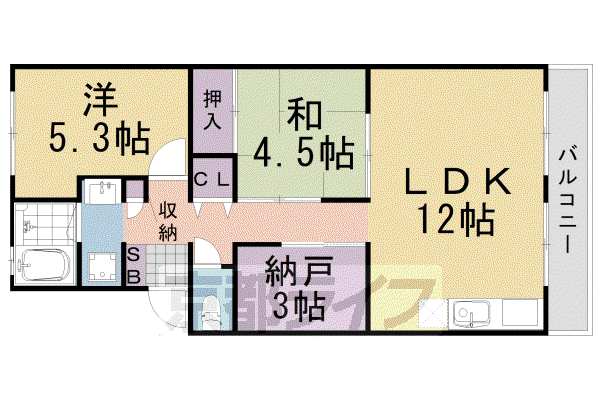水掛西村ハイツ(2LDK/3階)の間取り写真