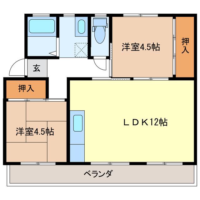 サニーマンション(2LDK/3階)の間取り写真