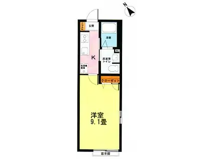 シャーメゾン橋本(1K/2階)の間取り写真