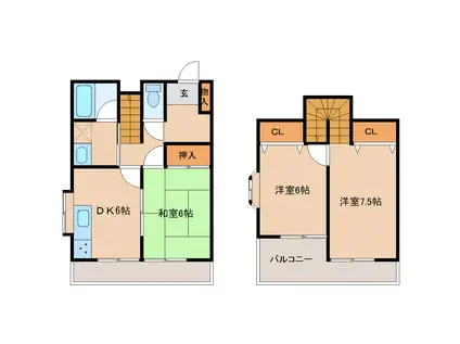 ベルメゾン(3DK/1階)の間取り写真