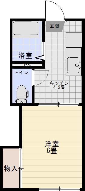 キャトルセゾン手形(1K/1階)の間取り写真