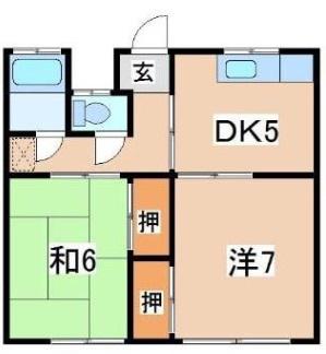 新庄コーポ(2DK/2階)の間取り写真