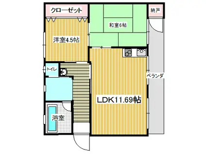 寿美コーポA(2LDK/3階)の間取り写真