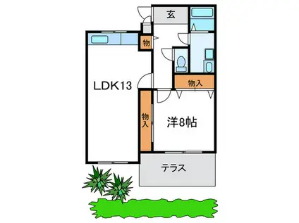 フローレンス桜町(1LDK/1階)の間取り写真