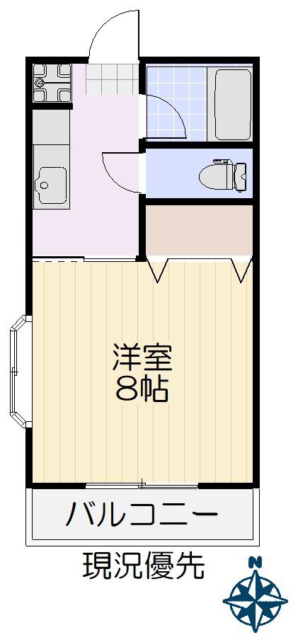 ホワイトヴィラ清水沼(1K/2階)の間取り写真