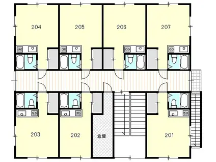 ピオニガーデン(ワンルーム/2階)の間取り写真